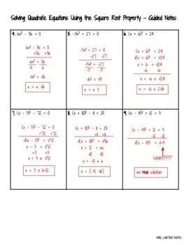 Quadratic Equations and Square Root Property Quiz