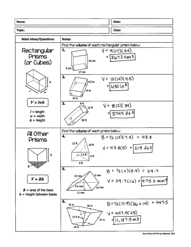 Surface Area Volume Rectangular Prism Cylinder Which Formula 8th Grade ...