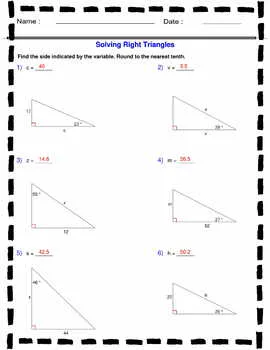 Solving Right Triangles Quiz