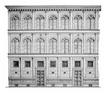 Who designed the Rucellai Palace (stilska palace)?