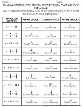 Solving Equations Using Addition and Subtraction 7th Grade Quiz | Quizizz