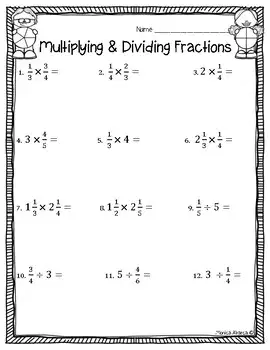 Multiplying and Dividing Fractions
