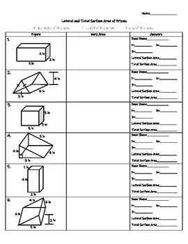 Surface Area of Rectangular and Triangular Prisms Quiz