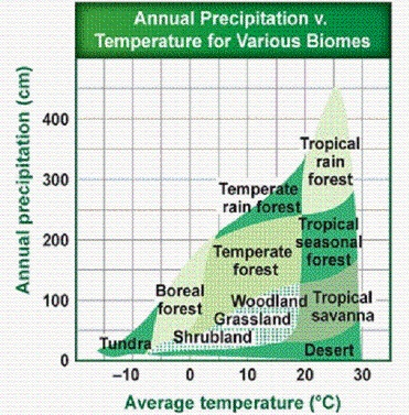Which two biomes have the least amount of precipitation?